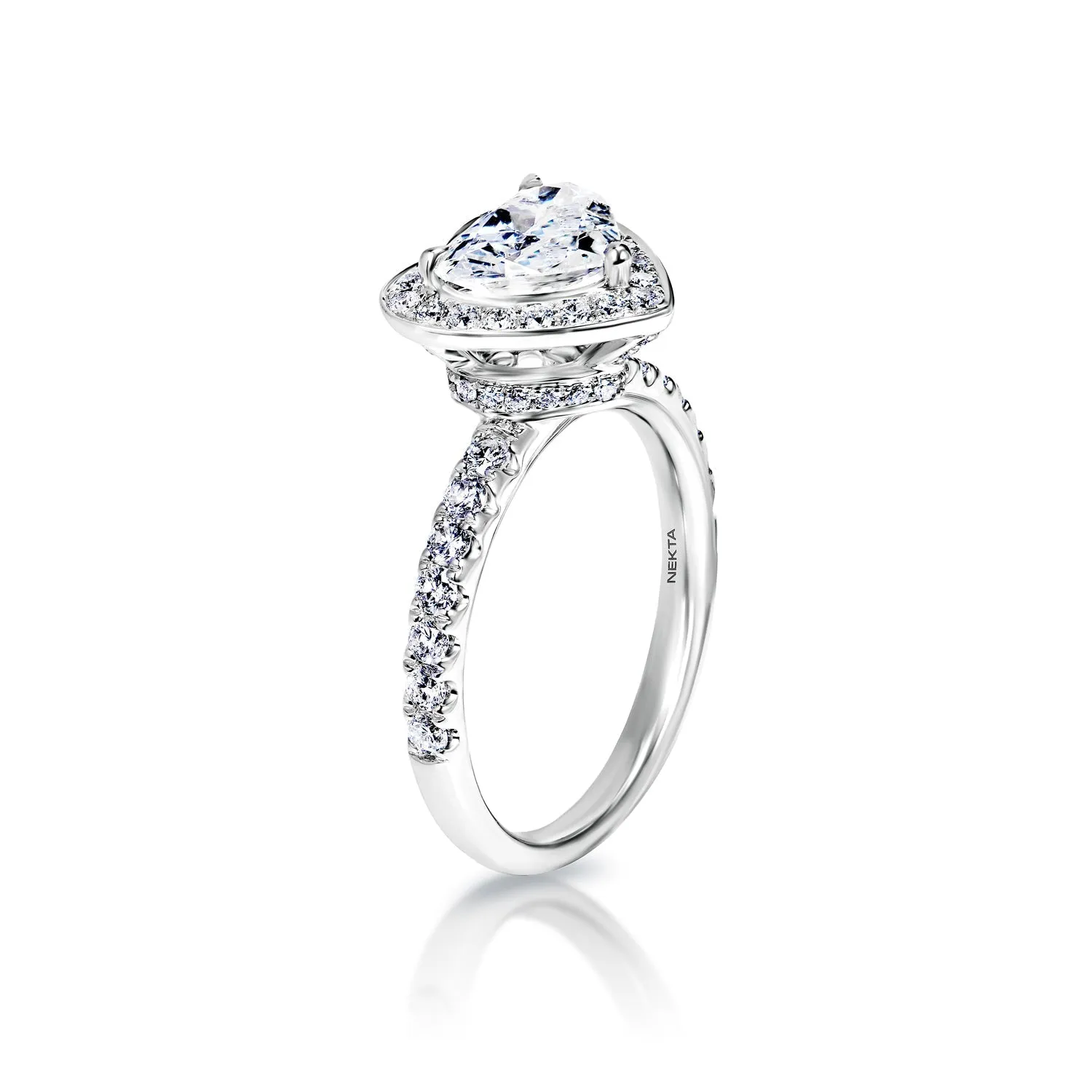 Kayla 2 Carat H SI3 Heart Shape Diamond Engagement Ring in 18k White Gold By Mike Nekta