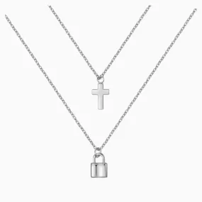 Locked Cross Necklace Set