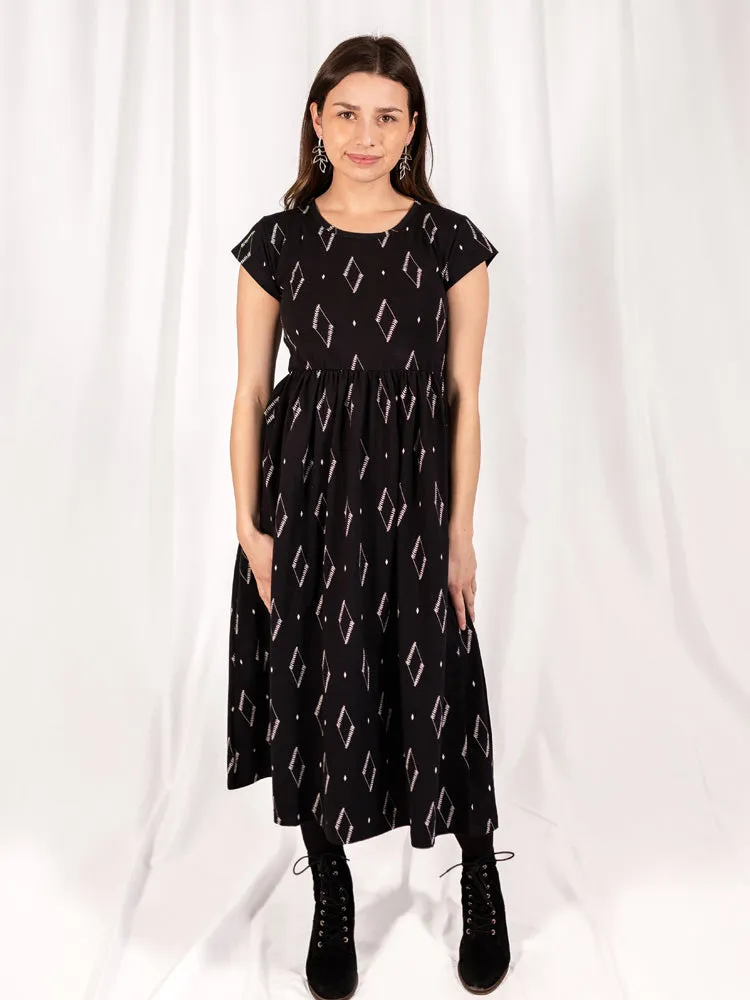 Logan Midi Dress - Diamond Vine Black