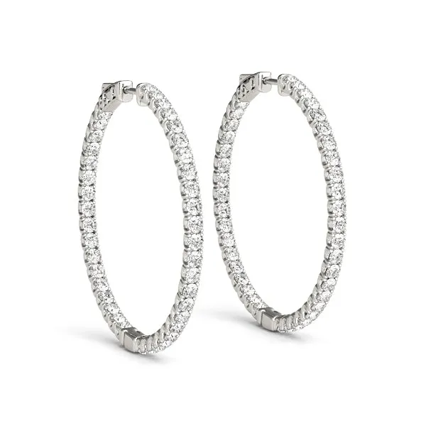 LUNAR 4 Carat Diamond Eternity Hoop Earrings Inside Out with Hinged Back 10 pt 2 Inch 50mm BY MIKE NEKTA