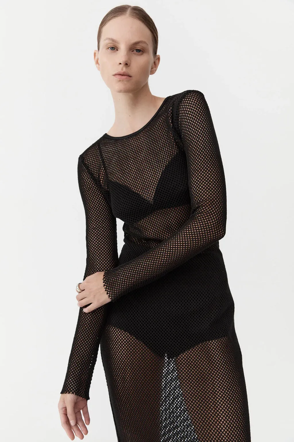 MESH LONG SLEEVE DRESS