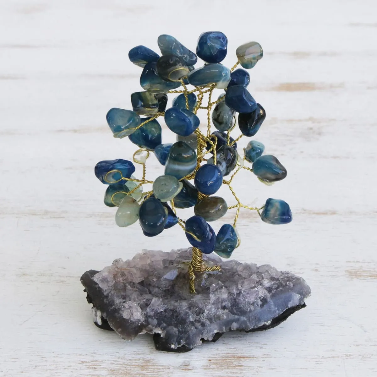 Novica Cool Calm Agate Gemstone Tree