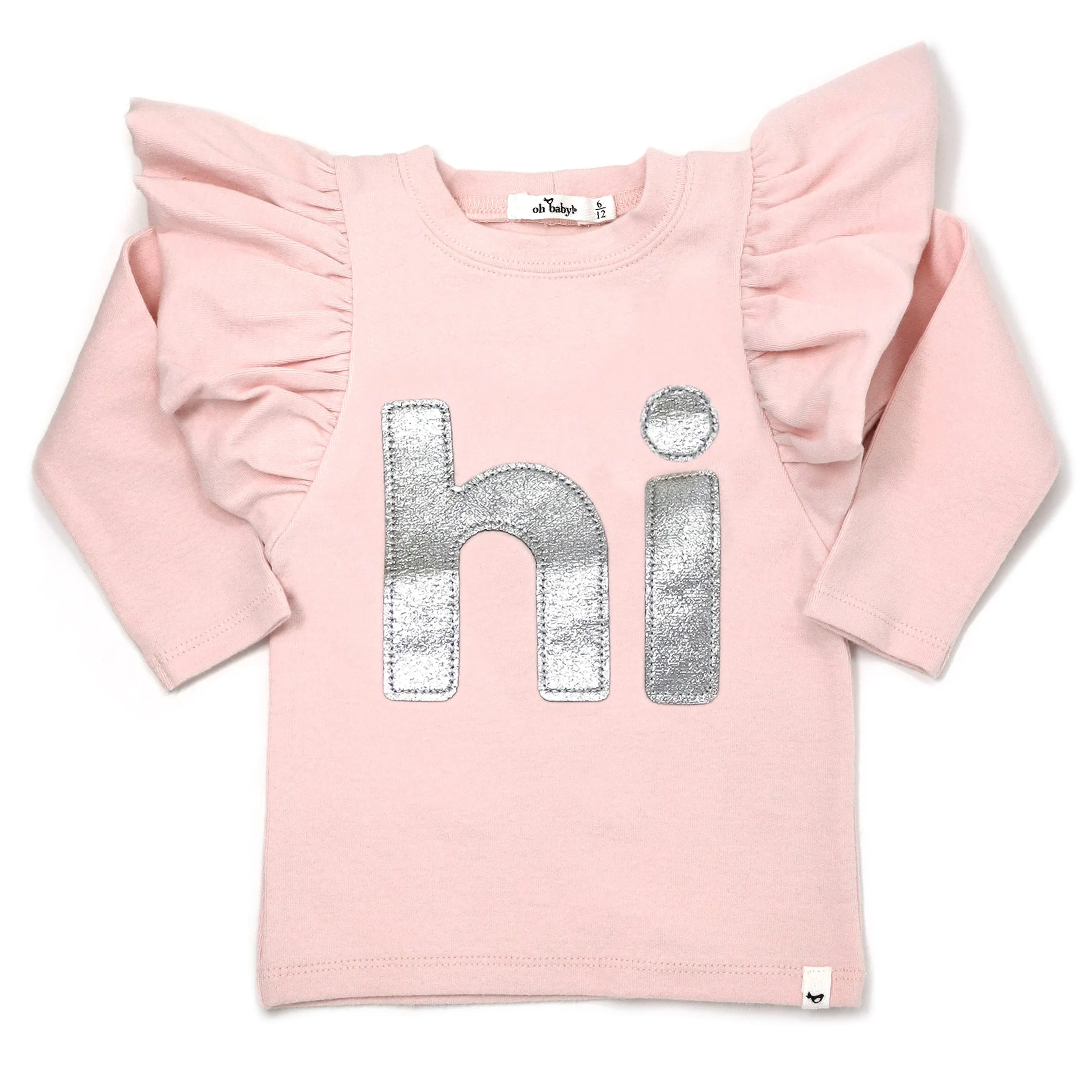 oh baby! hi Silver Butterfly Long Sleeve Tee - Pale Pink