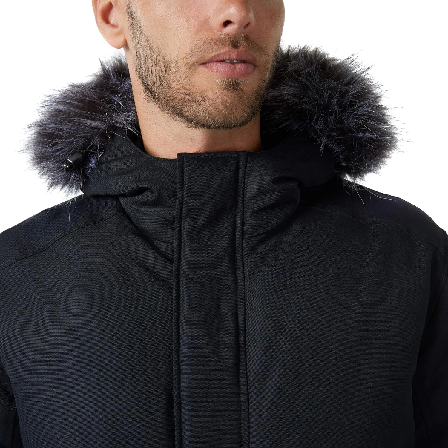 Pajar Mens Lucas Mens Bomber Real Fur Trim Hood - BLACK