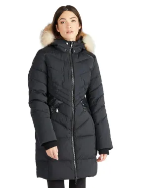 Pajar Womens Countess Puffer Jacket with Det Fur Trim and Hood - BLACK