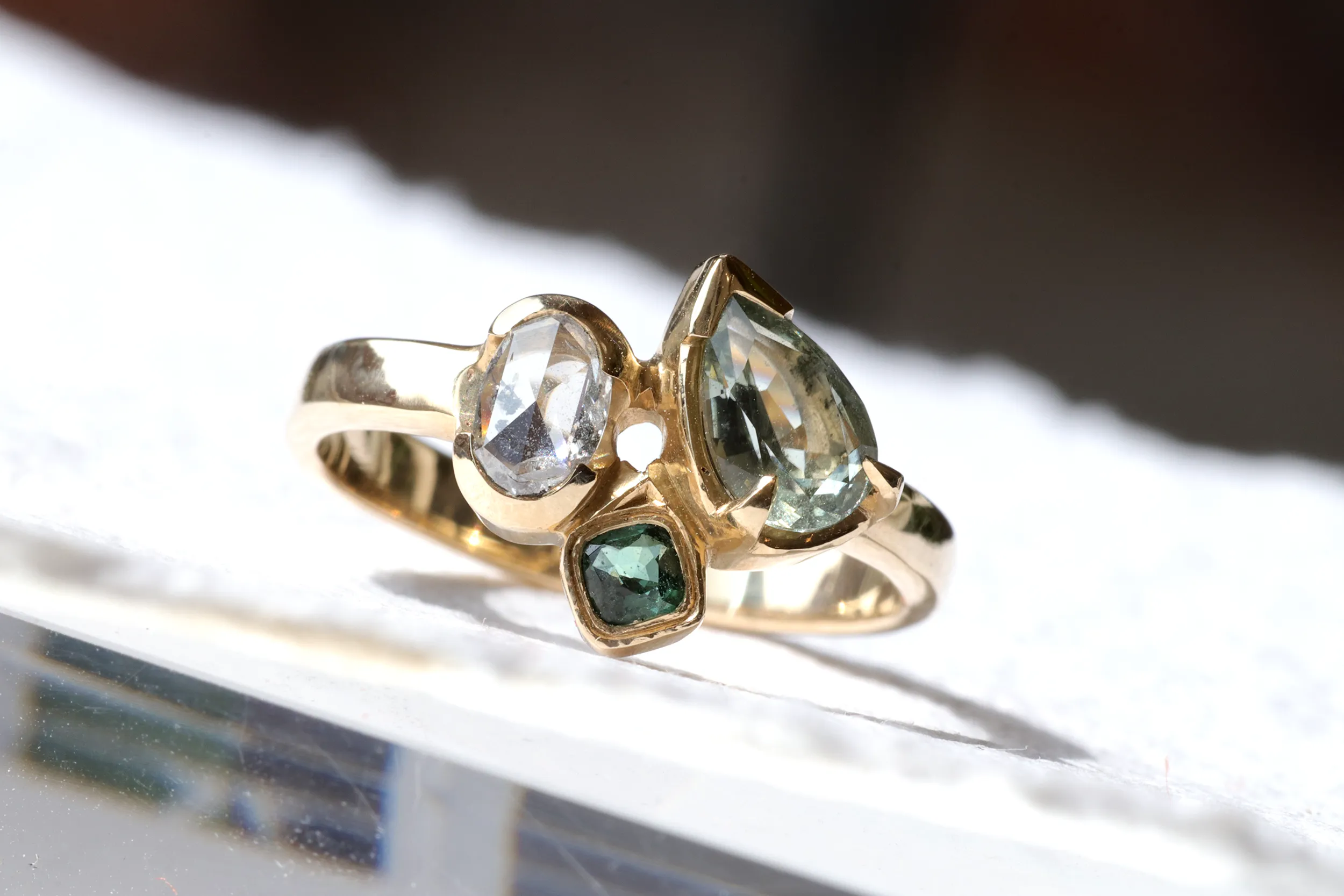 Paraiba and Diamond Droplet / Ring