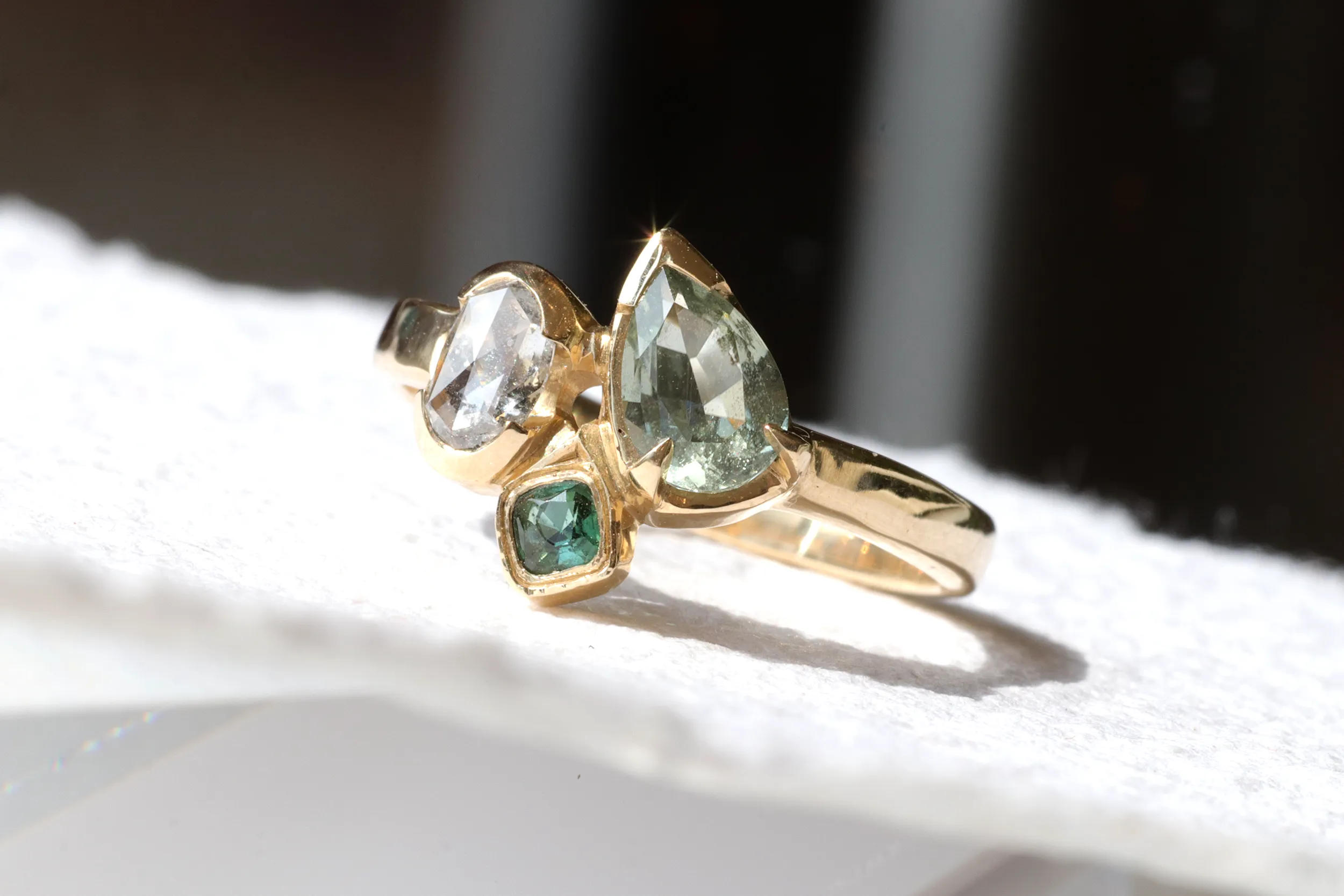 Paraiba and Diamond Droplet / Ring