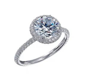 Platinum Round Brilliant Diamond In Micro-Pave Setting