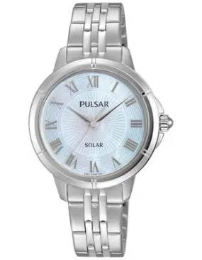 Pulsar Womens Dress Solar Watch - Stainless Steel - MOP Dial - 30m