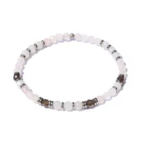 Rose Quartz Moonstone and Smoky Quartz Delicate Bracelet