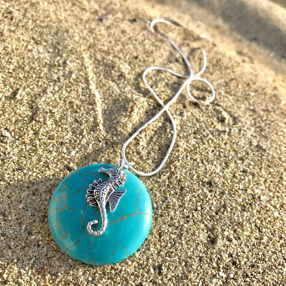 Seahorse Necklace with Turquoise