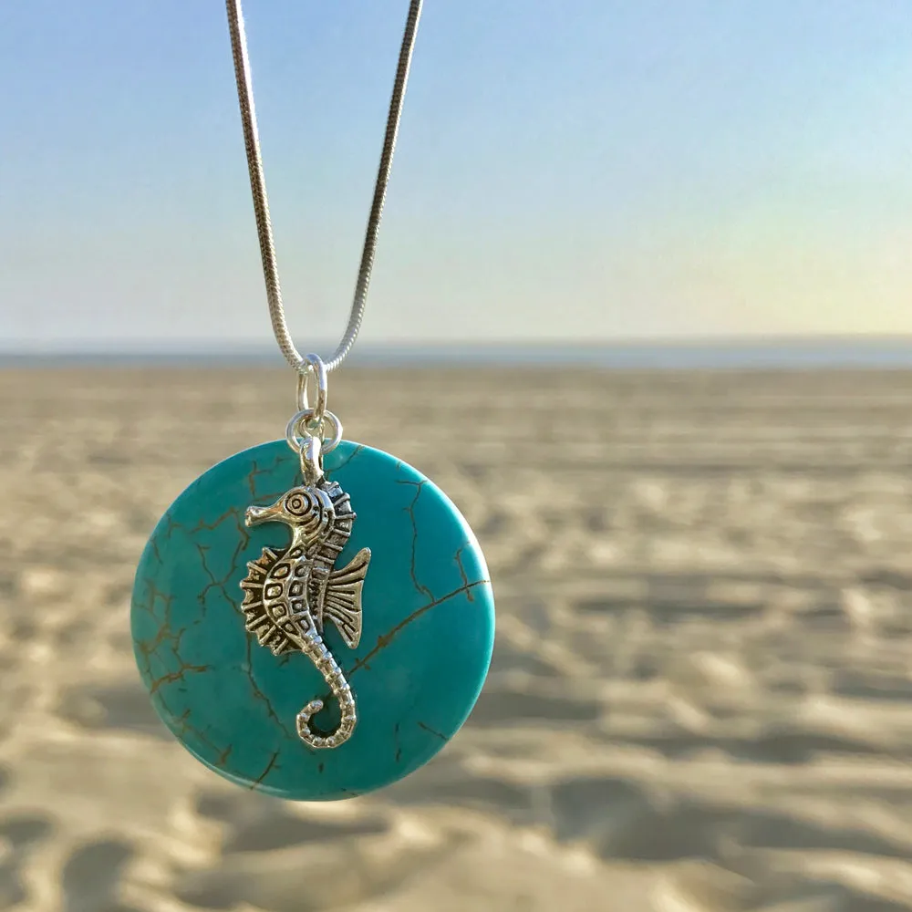 Seahorse Necklace with Turquoise