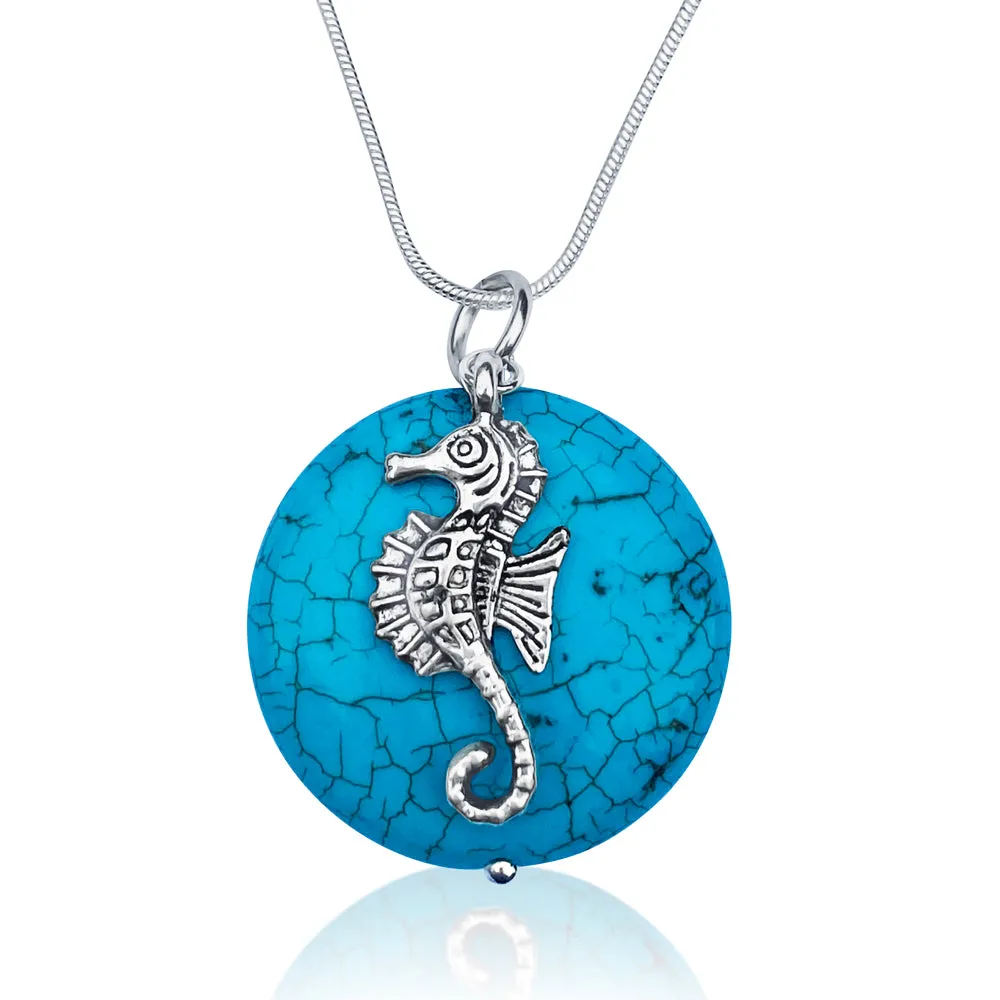 Seahorse Necklace with Turquoise