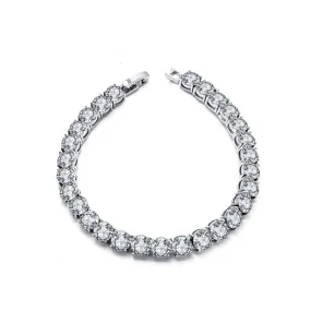 Single Row Round White Gold Tennis Bracelet