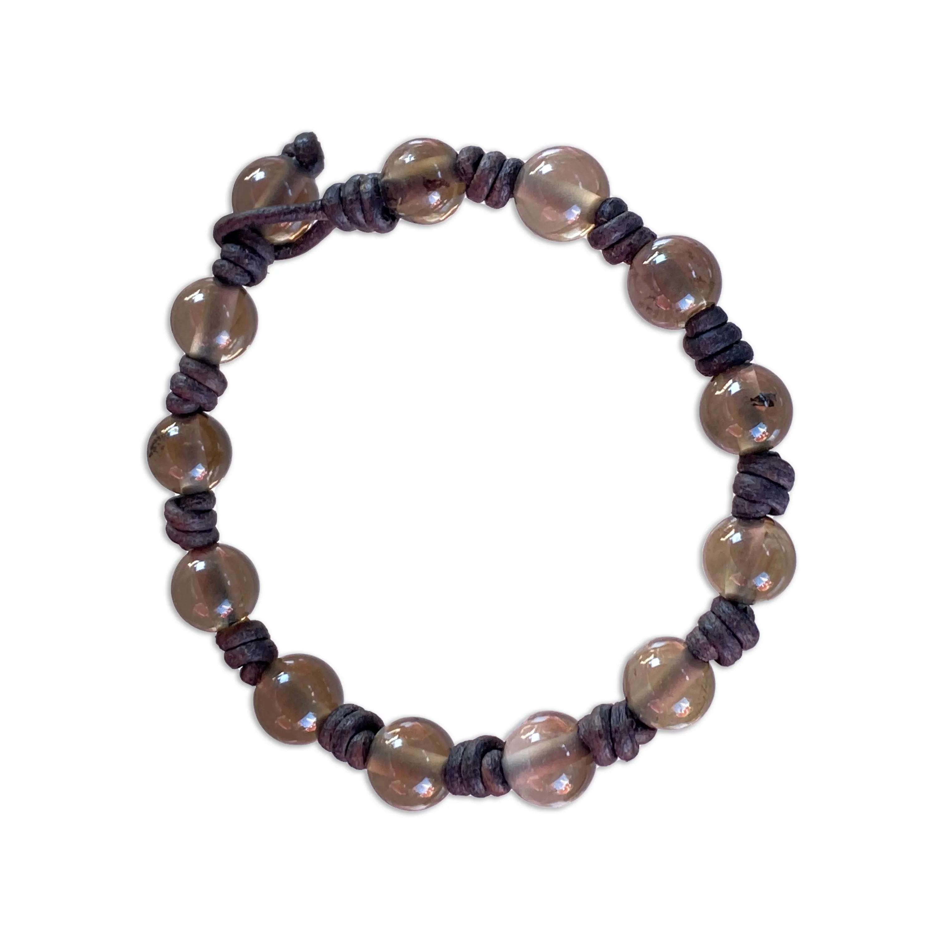 Smokey Quartz Leather Bracelet