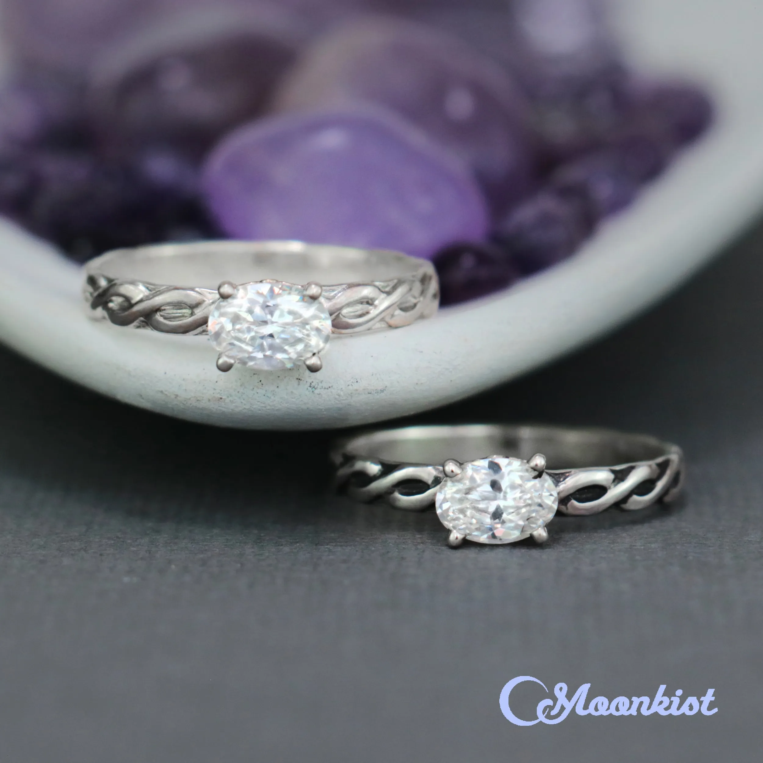 Sterling Silver Celtic Oval Engagement Ring  | Moonkist Designs