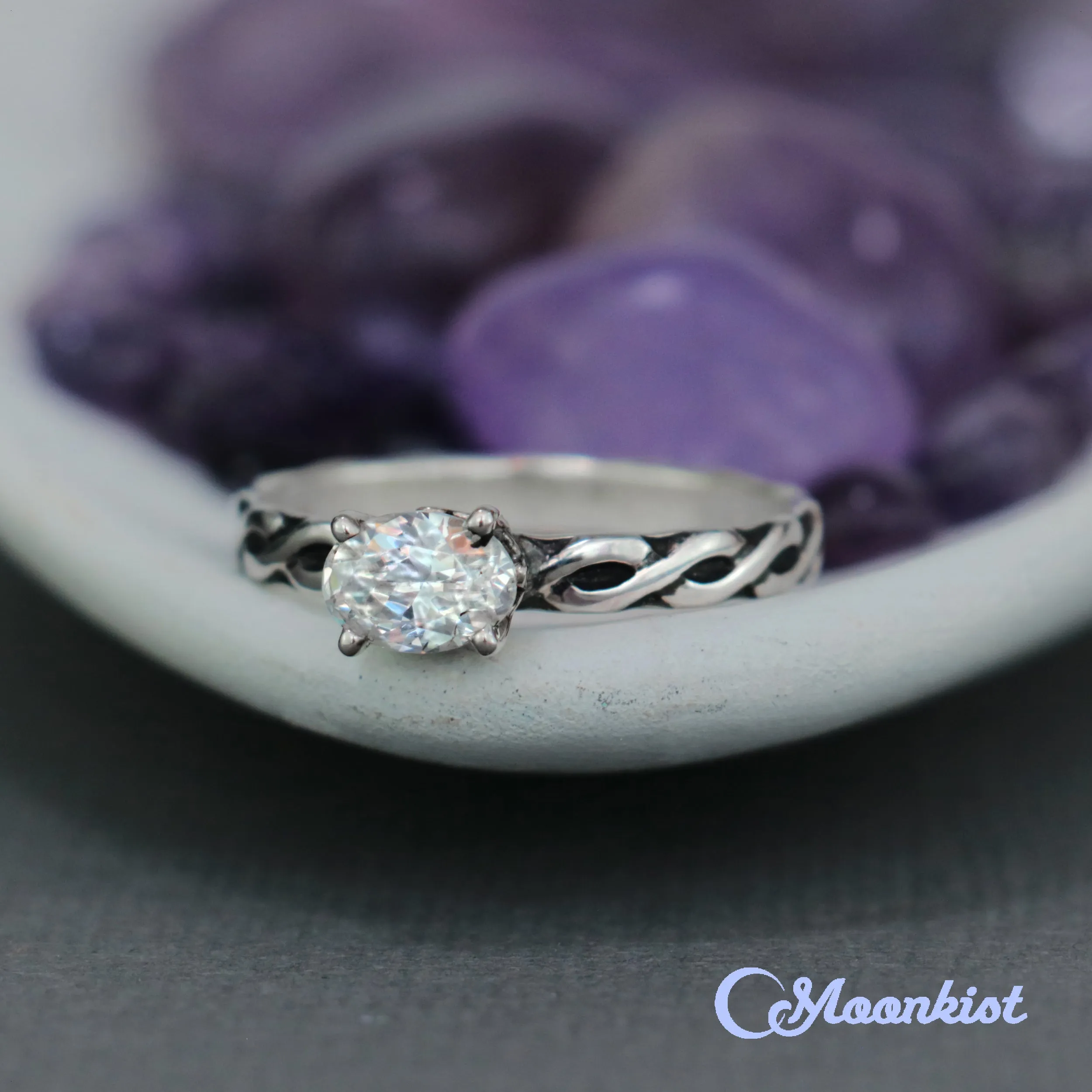 Sterling Silver Celtic Oval Engagement Ring  | Moonkist Designs