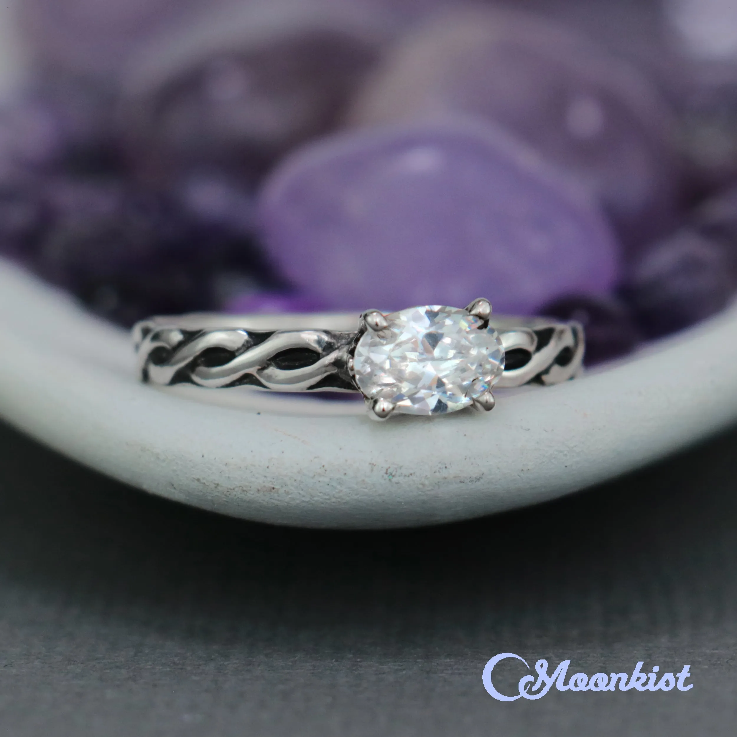 Sterling Silver Celtic Oval Engagement Ring  | Moonkist Designs