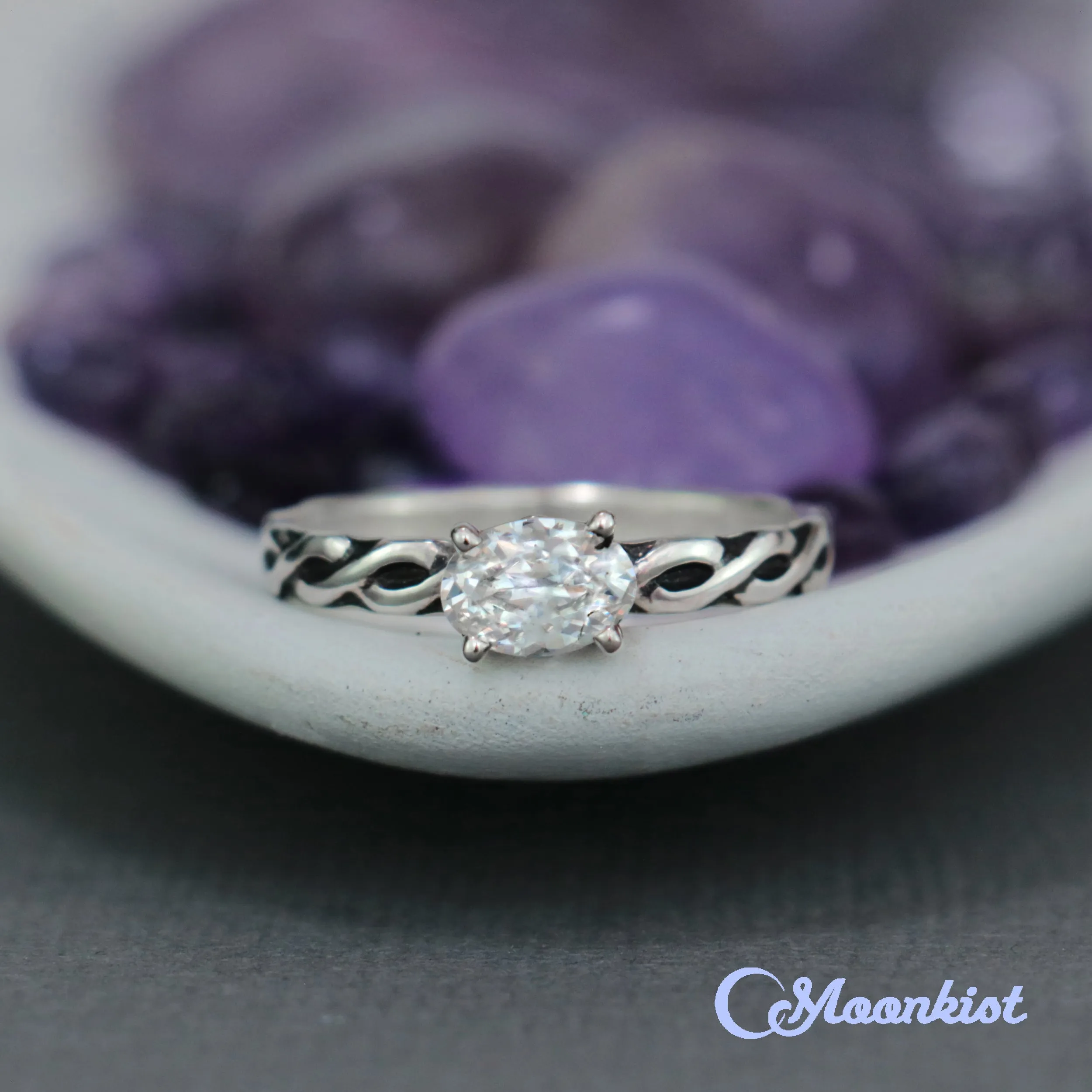 Sterling Silver Celtic Oval Engagement Ring  | Moonkist Designs