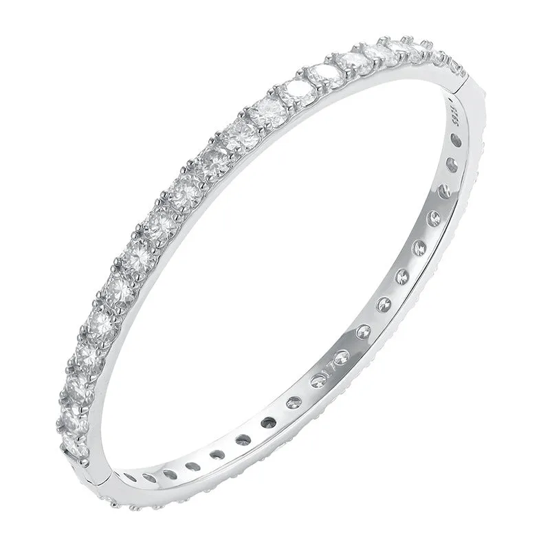 Sterling Silver Full Moissanite Diamond Open Single Row Tennis Bracelet