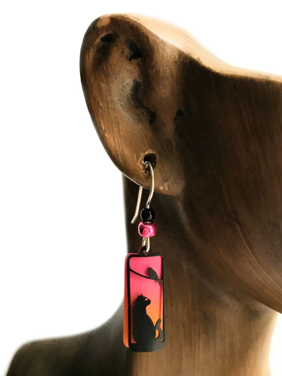 Sunset Cat & Bird Earrings by Sienna Sky