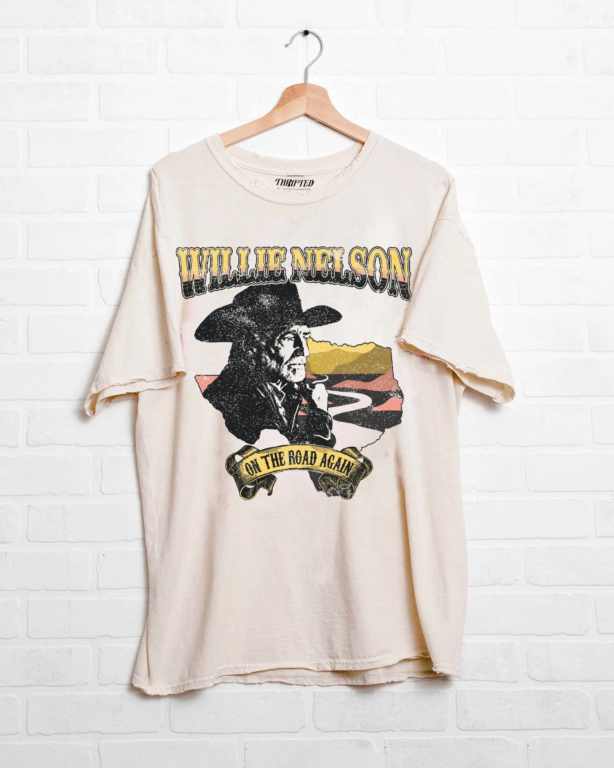 Willie Nelson Desert Texas Off White Thrifted Tee